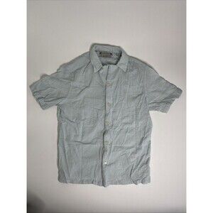 AllSaints Men’s Relaxed Fit Textured Short Sleeve Button Shirt Light Blue S
